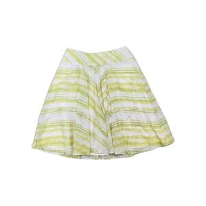 Talbots‎ Petites 8P A-Line Skirt Yellow Green Stripe Cotton Lined